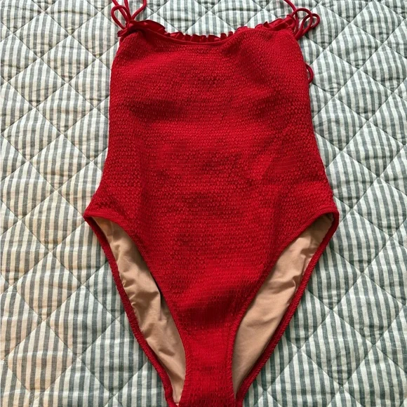 J. Crew Red Ruffled Swimsuit - Picture 3 of 8
